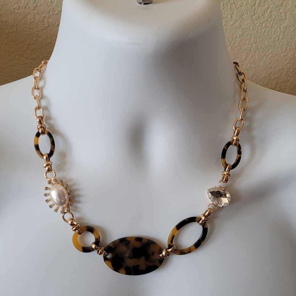 18 Inch Tortoise Shell Looking Gold Chain Necklace
